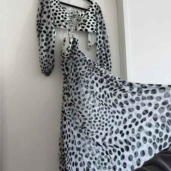 PatBO Black and White Polka Dot Dress